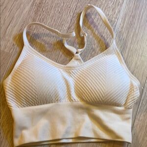 Cream Ribbed Women's Sports Bra